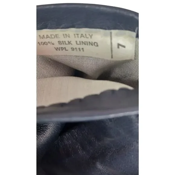 Vintage Made in Italy Dark Blue Leather Gloves with 100% Silk Lining, Size 7 - Picture 9 of 9